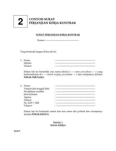 Surat twaran kerja bagi kontrak : 7+ Contoh Surat Perjanjian Kontrak Kerja yang Baik dan Benar