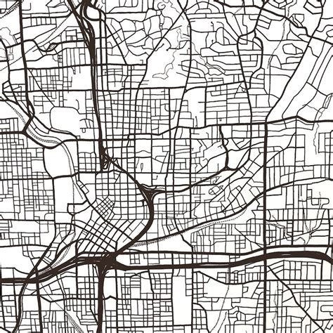 Atlanta Map Street Map Georgia City Map Drawing Black And Etsy