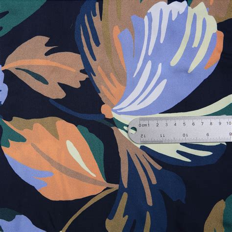 Viscose Challis Lawn Leaf Print Bloomsbury Square Dressmaking Fabric