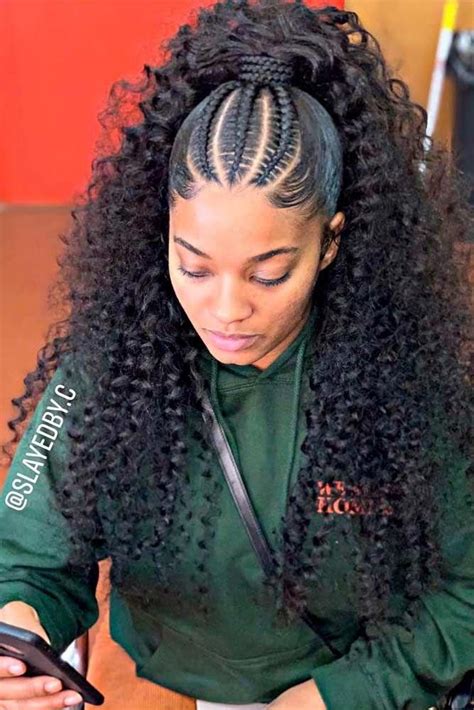 Natural Hair Braided Into A Ponytail Fashion Style