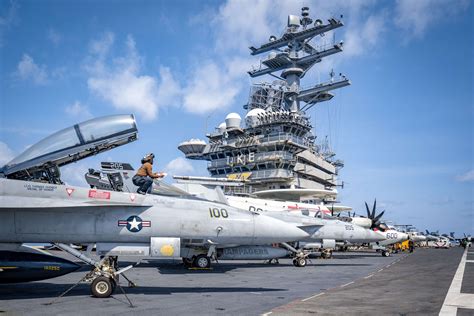On Board The Mighty Ike Uss Eisenhower Aircraft Carrier With Carrier