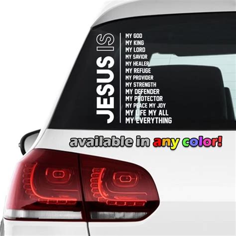 Jesus Is Car Decal Christian God Vinyl Bumper Or Window Etsy