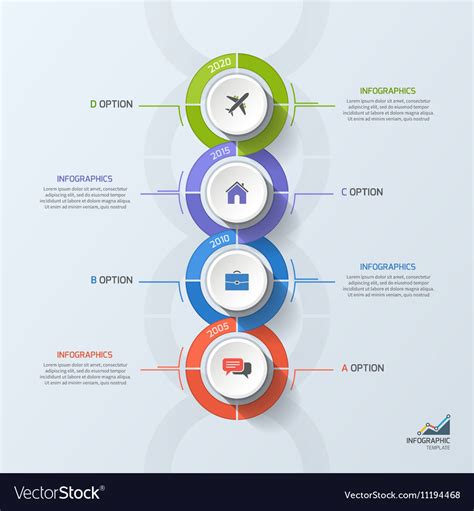 Timeline Business Vertical Infographic Template 4 Vector Image