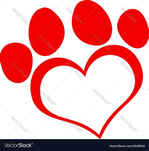 Red Love Paw Print Royalty Free Vector Image Vectorstock