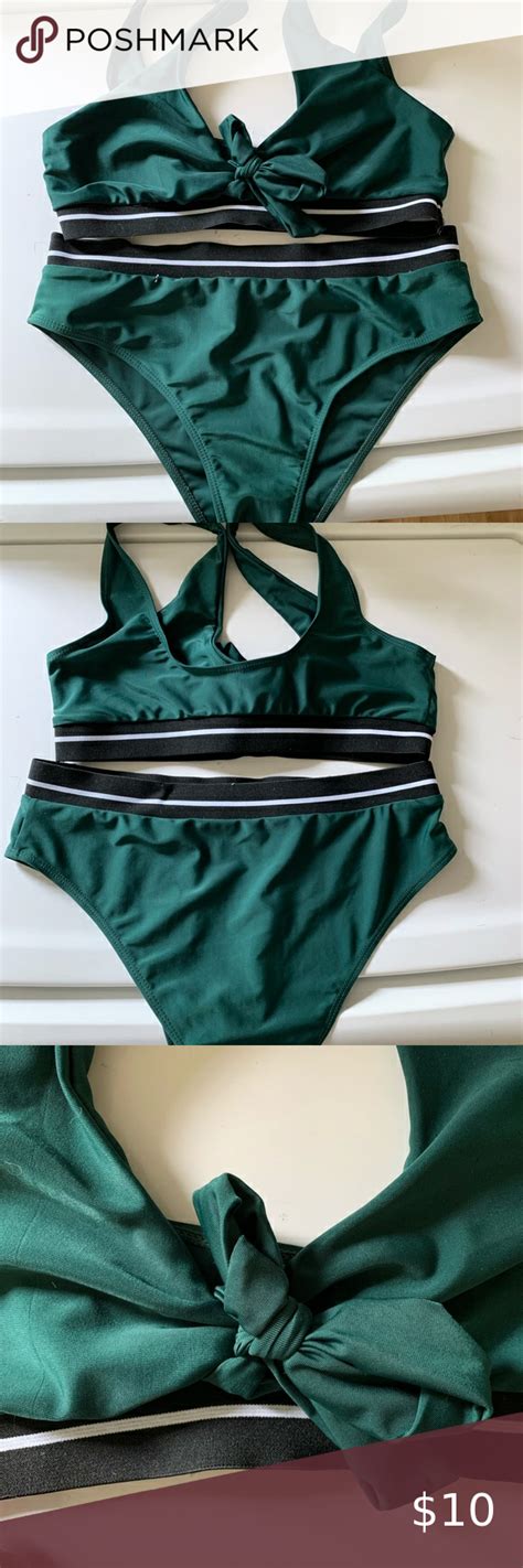 Shein Bikini Beautiful Green High Waisted Bathing Suit Shein Swim