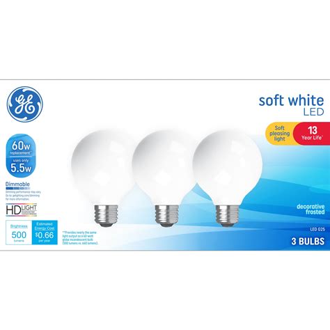 Ge Soft White Led Light Bulbs 60 Watt G25 Globe Bulbs Medium Base