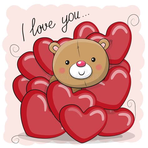 Cute Teddy Bear In Hearts Stock Vector Illustration Of Childhood