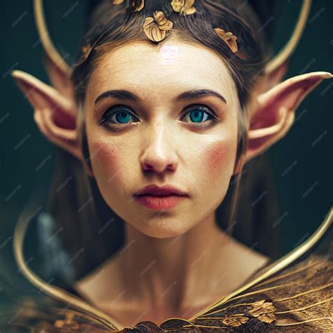 premium photo woman elf fantasy portrait pointy ears 3d rendering