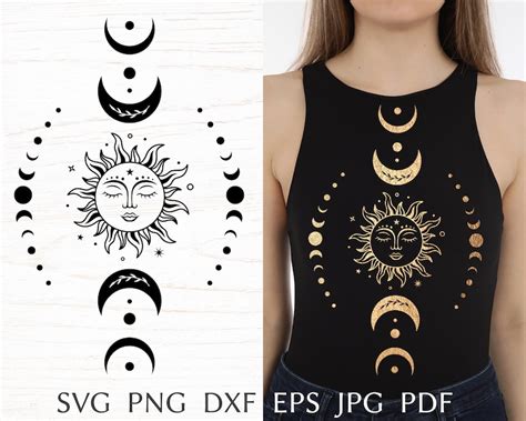 Sun And Moon Svg Boho Svg Celestial Svg Designs With Moon Etsy Canada