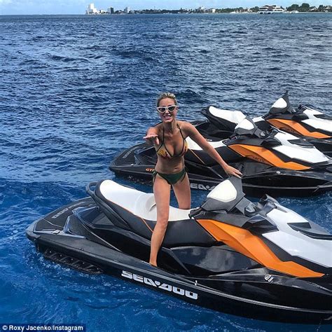 roxy jacenko 37 flaunts her incredible figure in cleavage baring swimsuit in mexico daily