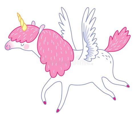 Flying Unicorn Cartoon Colored Clipart Stock Vector Illustration Of