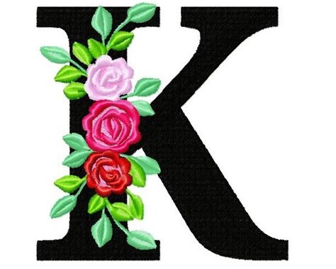 Roses Floral Individual Letter K Garden Flag Monogram Roses Crown