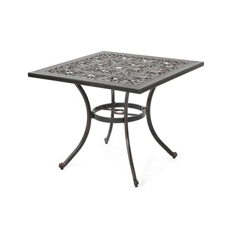 3475 Brown Distressed Square Outdoor Patio Dining Table
