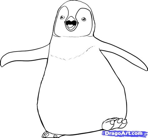 How do you draw a cute penguin for beginners? How to Draw Mumble, How to Draw Happy Feet, Step by Step ...
