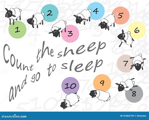 Counting Sheep To Sleep Counting Sheep To Sleep Concept Stock Vector