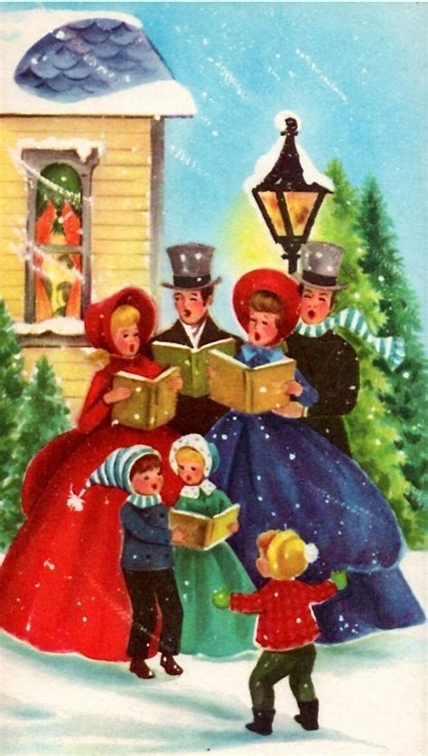 Carolers Vintage Christmas Cards Vintage Christmas Christmas Pictures