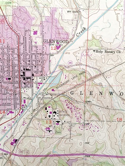 Antique Glenwood Iowa 1971 Us Geological Survey Topographic Etsy