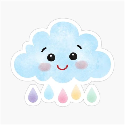 Cute Smiling Kawaii Cloud Sticker By Lildesignersho Kawaii Cloud