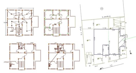 40 X 40 Feet 2 Bhk House Electrical And Plumbing Plan Dwg File Cadbull