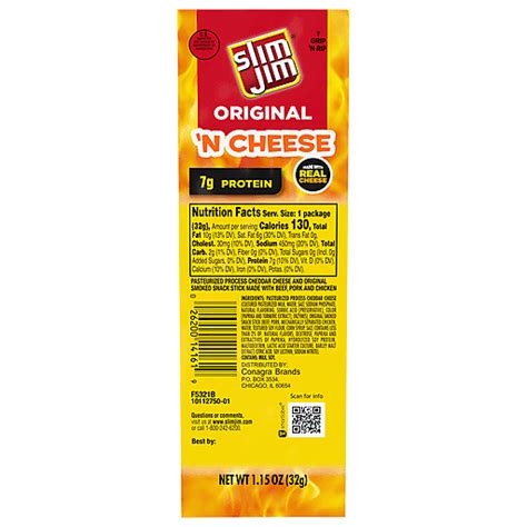 Slim Jim Snack Stick Original N Cheese 115 Oz Shop Chief Markets