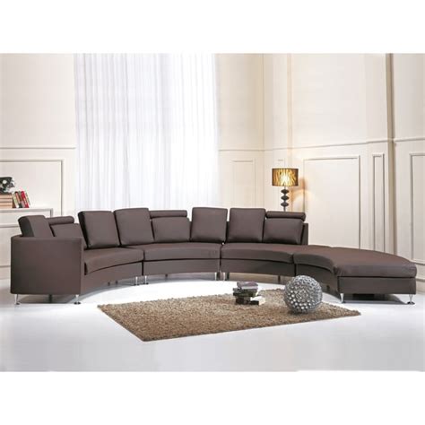 Shop Curved Sectional Sofa Brown Leather Rotunde Free Shipping