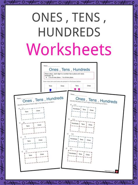 Students can learn the basic place value concept of tens and ones by completing a simple cut and paste activity. Ones, Tens, Hundreds Worksheets | Units Place Value Worksheets