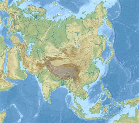 Mapa Detallado Relieve De Asia Asia Mapas Del Mundo