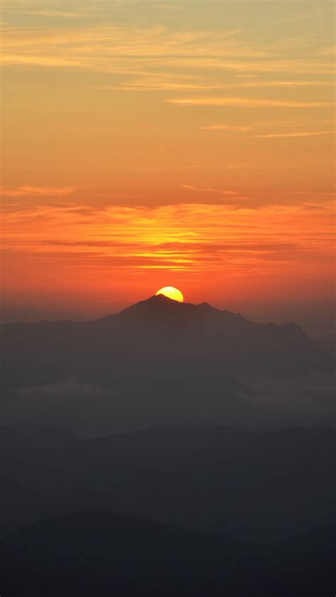 Download Wallpaper 1350x2400 Mountains Silhouette Sunset Dark Iphone