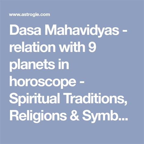 Dasa Mahavidyas Relation With 9 Planets In Horoscope Spiritual