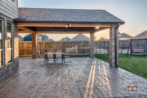Katy Patio Cover With Stamped Concrete Tradition Outdoor Living