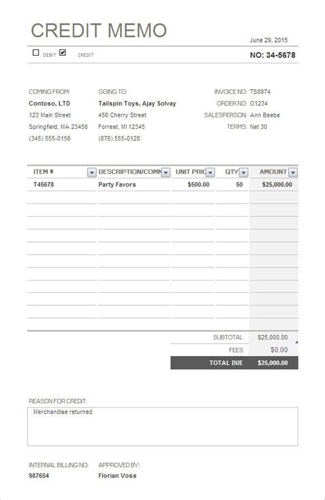 10 Free Memo Invoice Credit Templates Excel Word And Pdf Formats