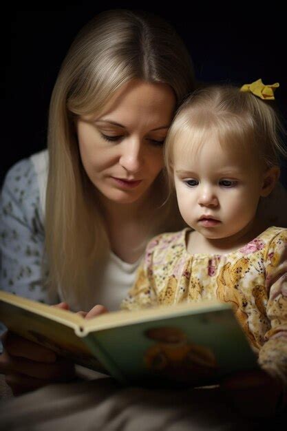 Premium Ai Image Portrait Of A Mother Reading To Her Little Daughter From A Book