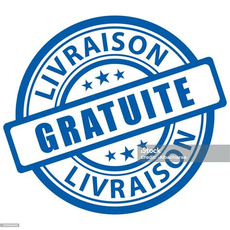 Timbre Bleu De Livraison Gratuite Langue Française Icône Dillustration