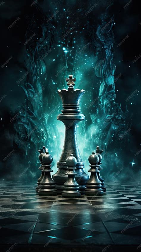 Premium Ai Image Fantasy Chess With Turquoise Concept Background