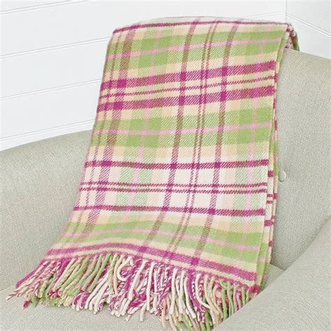 Pink And Green Check Wool Throw Wool Throw Pink And Green Pink Throws