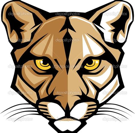 Cougar Head Clip Art Cougar Panther Mascot Head Vector