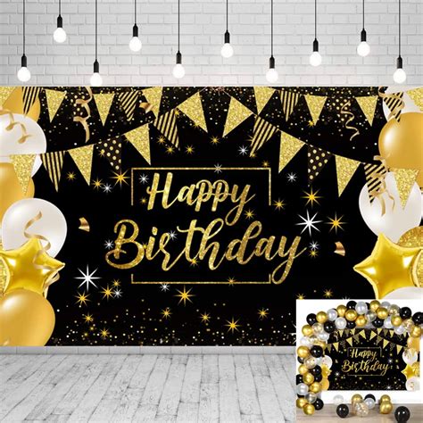 Buy Happy Birthday Party Decorations Extra Large Fabric Black And Gold
