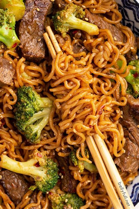 In this case double the broccoli is great (make more sauce too!) but you can also add in carrots or zucchini to add bulk without adding more beef. Beef and Broccoli Ramen Stir Fry - Belly Full