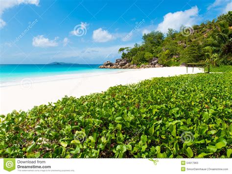 Paradise Beach Anse Georgette At Praslin Seychelles Stock Image