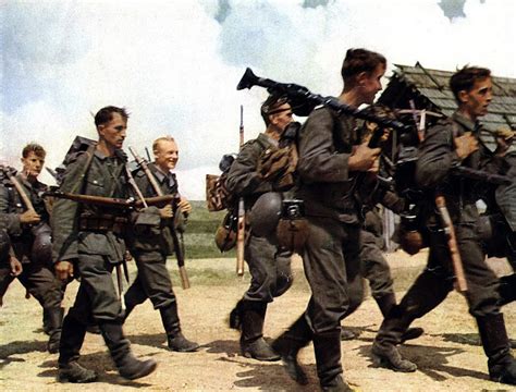 World War Ii In Color German Soldiers Marching In The East In 1941