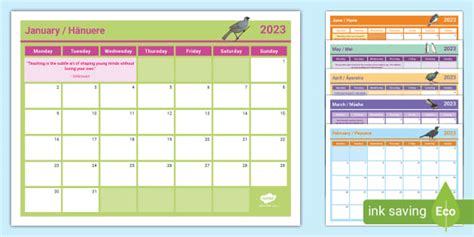 New Zealand Editable 2023 Teacher Calendar Twinkl