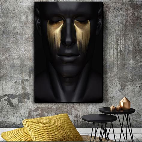 Black Gold Woman Modern Canvas Art Prints Poster Wall Painting Modern