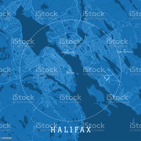 Halifax Ns City Vector Road Map Blue Text Stock Illustration Download