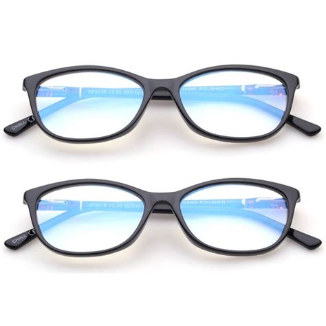 2 Pairs Blue Ray Blocking Lens Light Weight Cateye Frame Acetate