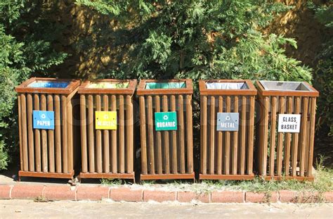 Five Recycle Bins For Waste Segregation Stock Image Colourbox