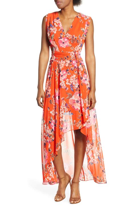 women s eliza j floral high low maxi dress size 12 orange floral high low dress maxi dress