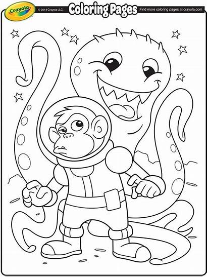 Coloring Pages Crayola Space Astronaut Alien Monkey