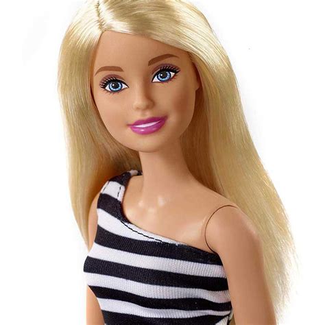 buy barbie glitz doll black white stripe ruffle dress online at best price in india n