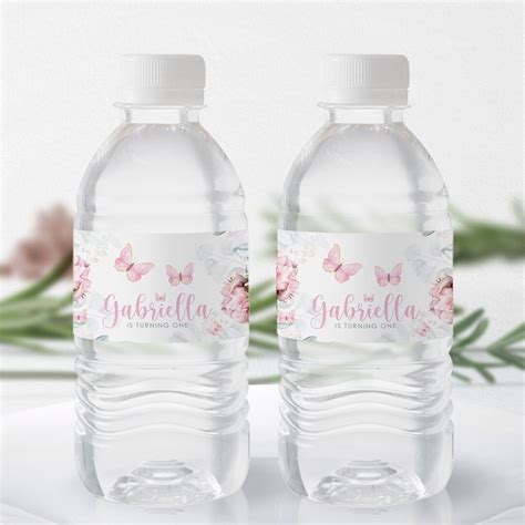 Butterfly Water Bottle Label Flowers And Butterfly Water Bottle Label