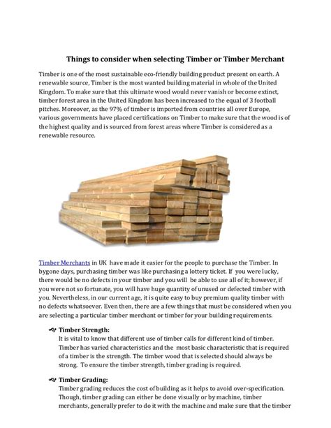 Things To Consider When Selecting Timber Or Timber Merchant